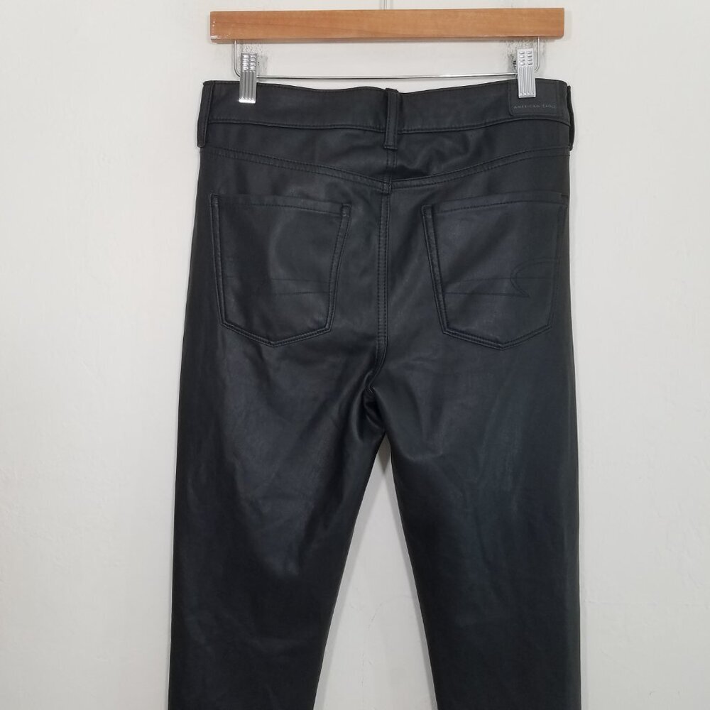 American Eagle Faux Leather High Rise Jegging Pants Black Size 10 - Picture 5 of 10